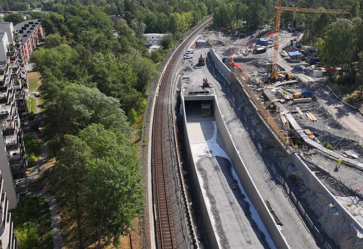 Drönarbilden från luften som visar arbetsområdet