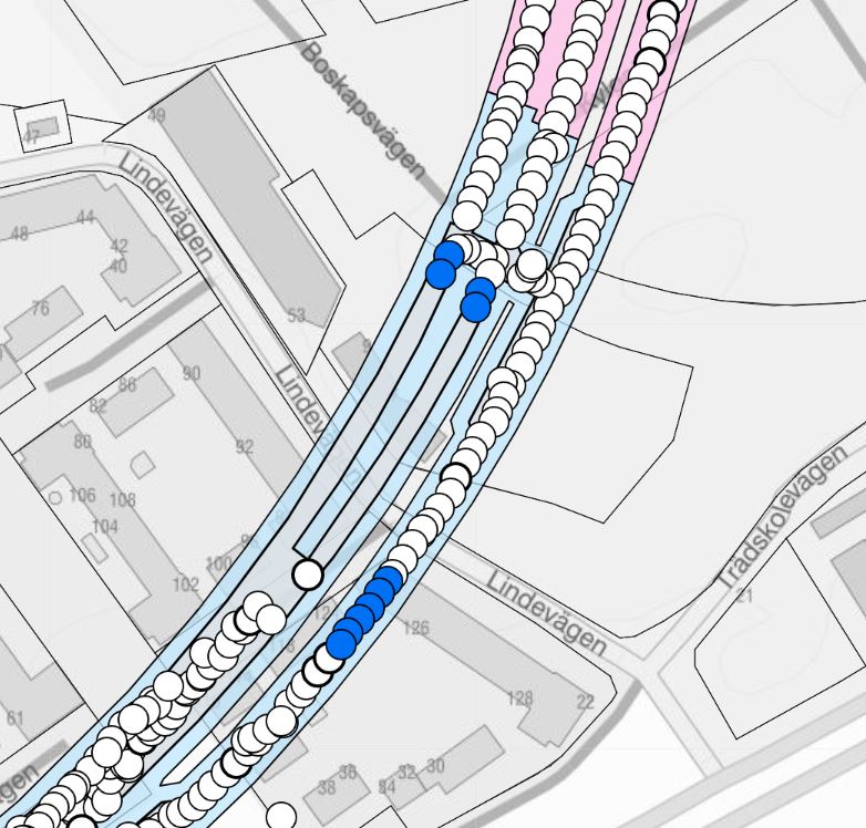 Bilden visar en karta hur långt tunnelsprängningarna har kommit mellan Slakthusområdet och Sockenplan.