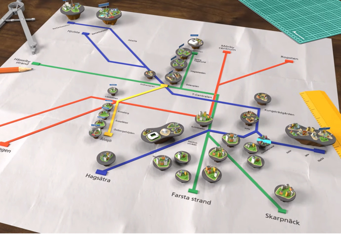 tunnelbanekarta där nytt växer fram