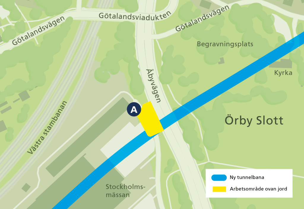 Karta arbetsområden Örby Gul linje