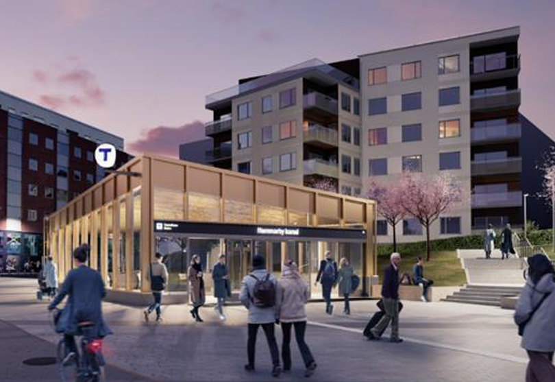 Skissbild på tunnelbanestation Hammarby kanal