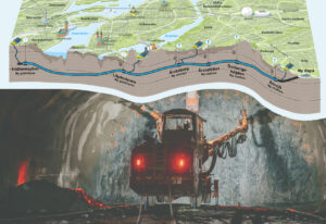 Karta och maskin i tunnel