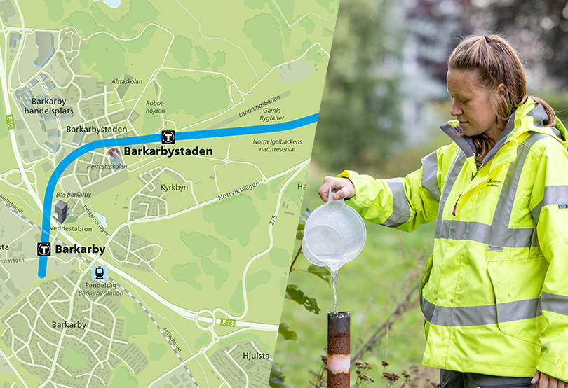 Karta och mätning av grundvatten.