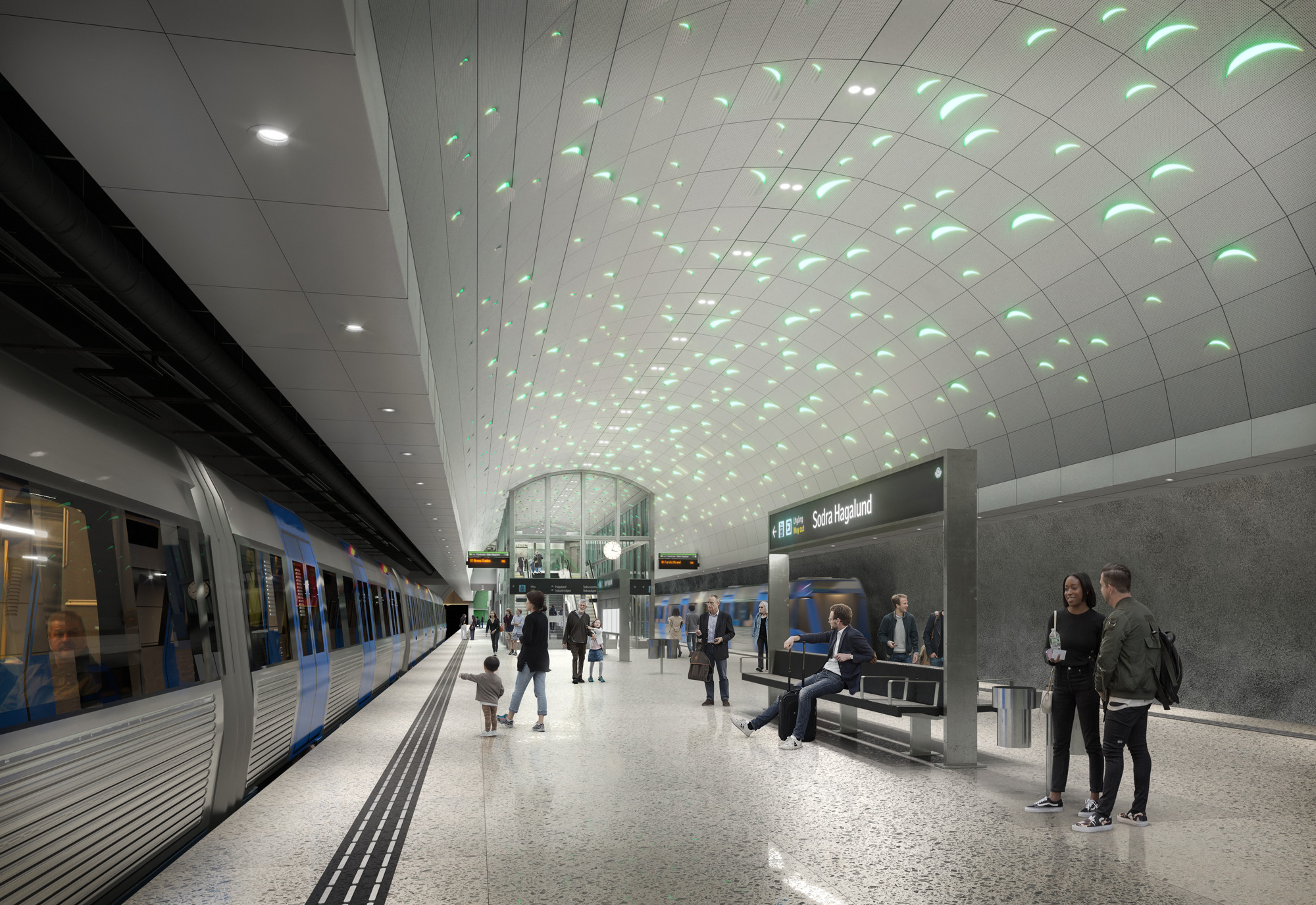 Plattform där människor väntar på tunnelbanan