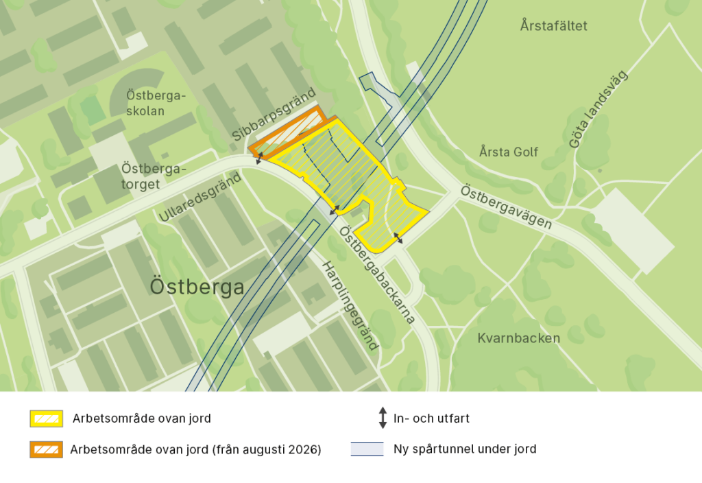 Karta som visar ett markerat område.