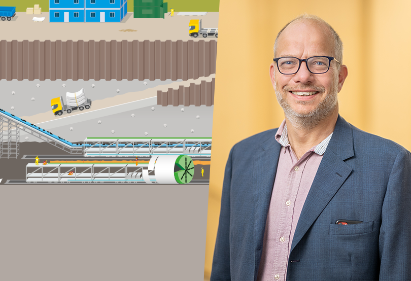 Illustration som visar tunnelborrning med TBM