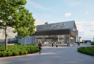 Ett stationshus för en tunnelbanestation med texten Sofia.