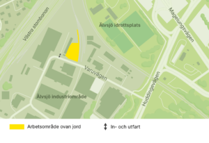 Karta över Älvsjö industriområde