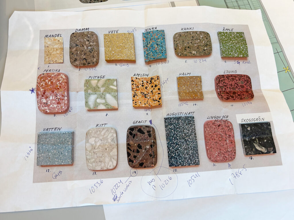Tester av terrazzo.
