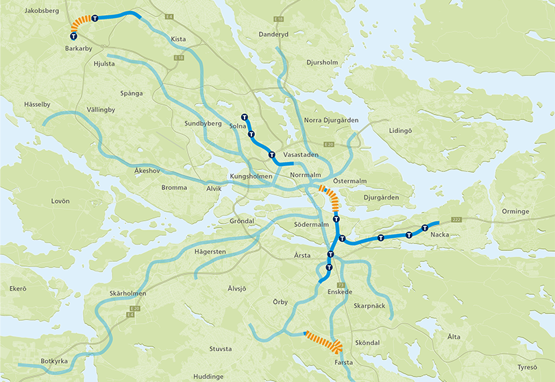 Karta som visar var det ligger nya spår.
